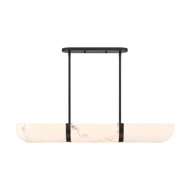 Savoy House Chalfont 42in 4-Light Chandelier | Classic & Traditional Matte Black Metal and Faux Alabaster Shade | Kitchen Island & | Model 1-1450-4-89