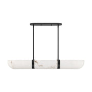 Savoy House Chalfont 42in 4-Light Chandelier | Classic & Traditional Matte Black Metal and Faux Alabaster Shade | Kitchen Island & | Model 1-1450-4-89