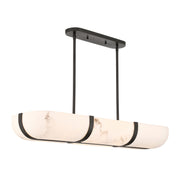 Savoy House Chalfont 42in 4-Light Chandelier | Classic & Traditional Matte Black Metal and Faux Alabaster Shade | Kitchen Island & | Model 1-1450-4-89