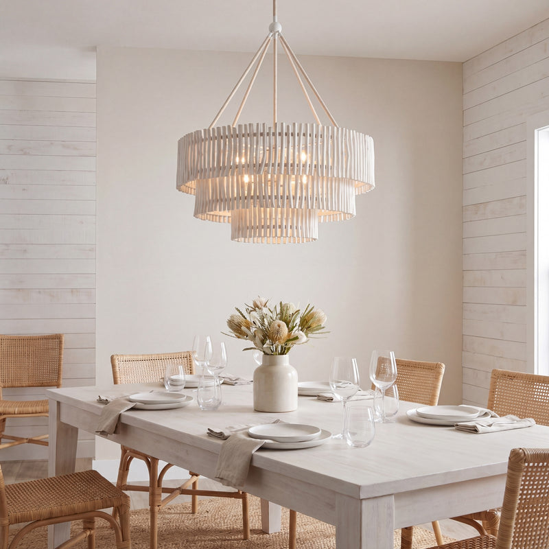 Savoy House Phong 9 Lt Chandelier, Blanco