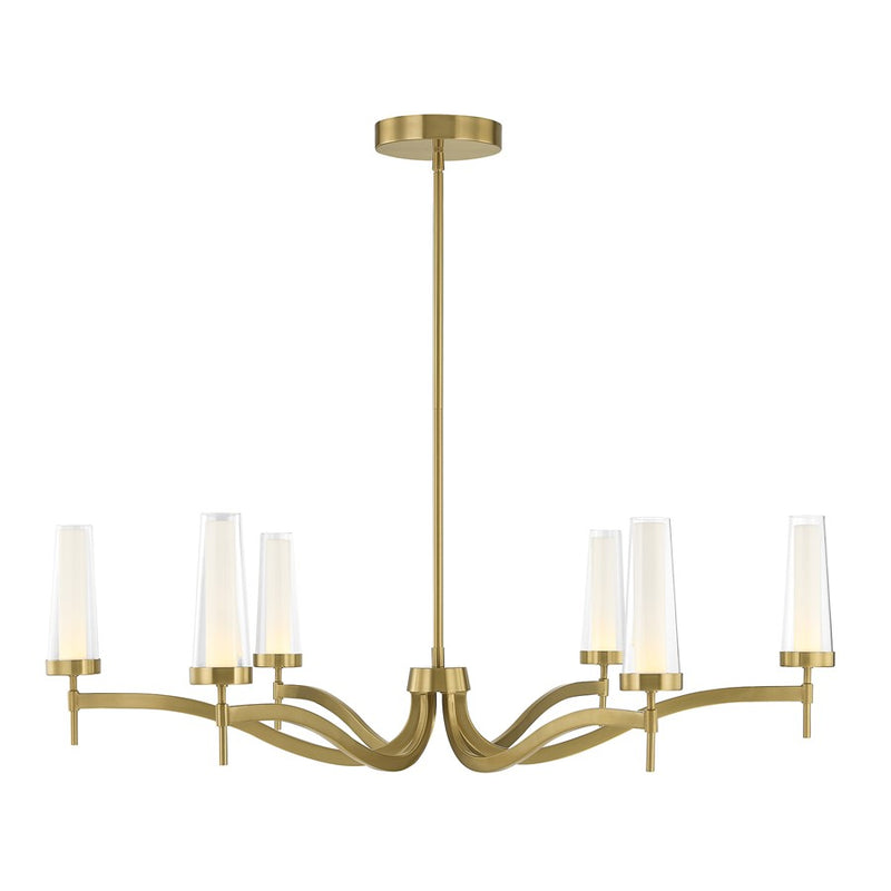 Savoy House Butler 6 Lt Chandelier, Clear/Opal, Warm Brass
