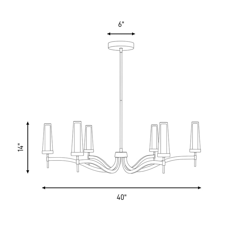 Savoy House Butler 6 Lt Chandelier, Clear/Opal, Warm Brass