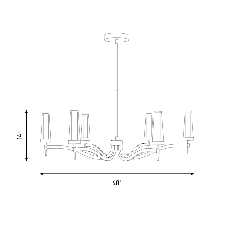 Savoy House Butler 6 Lt Chandelier, Clear/Opal, Warm Brass