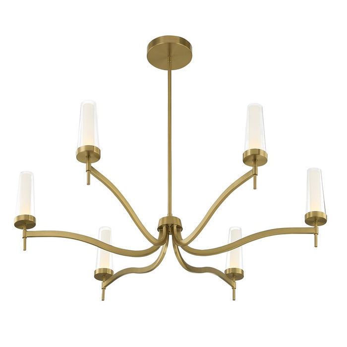 Savoy House Butler 6 Lt Chandelier, Clear/Opal, Warm Brass