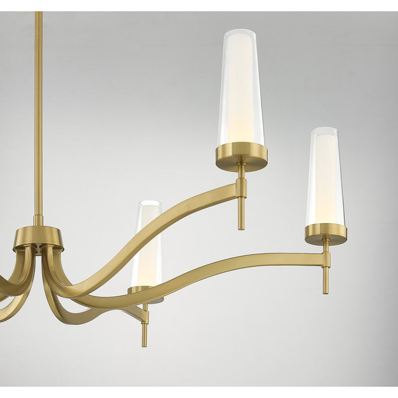 Savoy House Butler 6 Lt Chandelier, Clear/Opal, Warm Brass