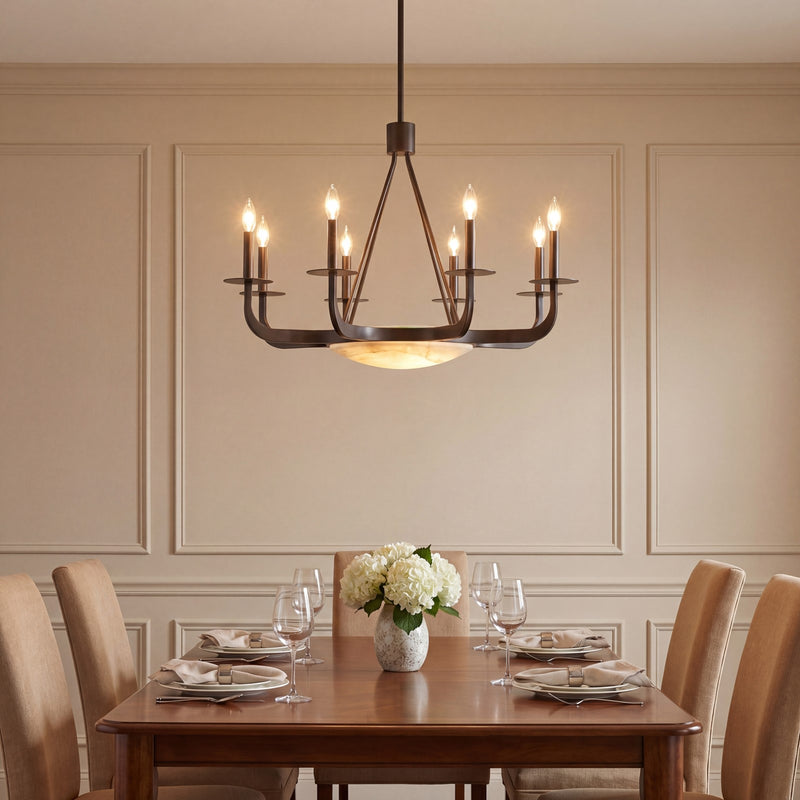 Savoy House Salford 9 Lt Chandelier, Mediterranean Bronze