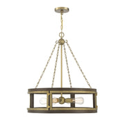 Savoy House Lakefield 4-Light Pendant, Burnished Brass/Walnut - 1-1490-4-170