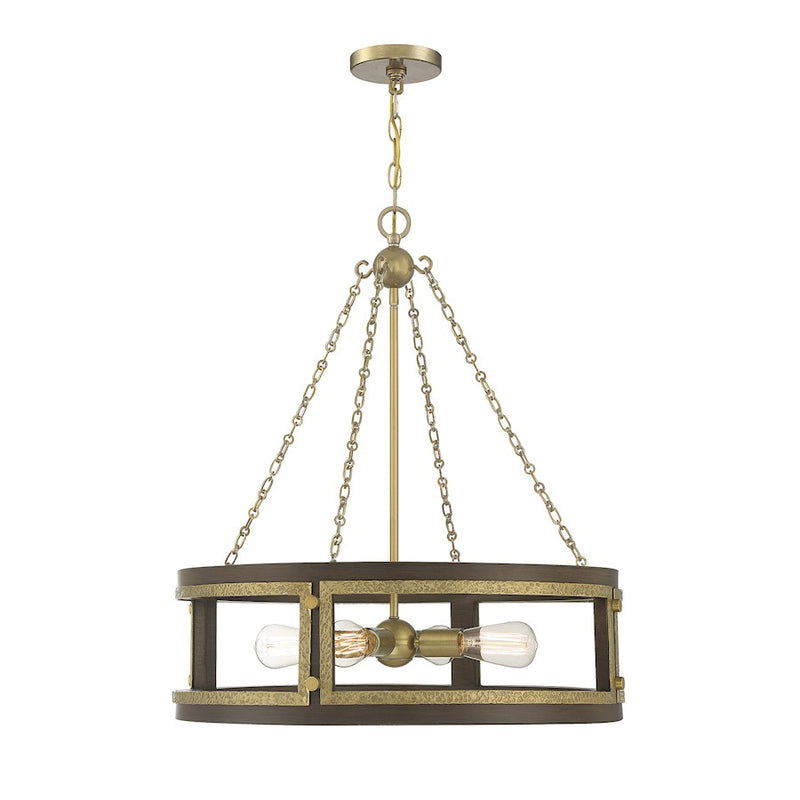 Savoy House Lakefield 4-Light Pendant, Burnished Brass/Walnut - 1-1490-4-170