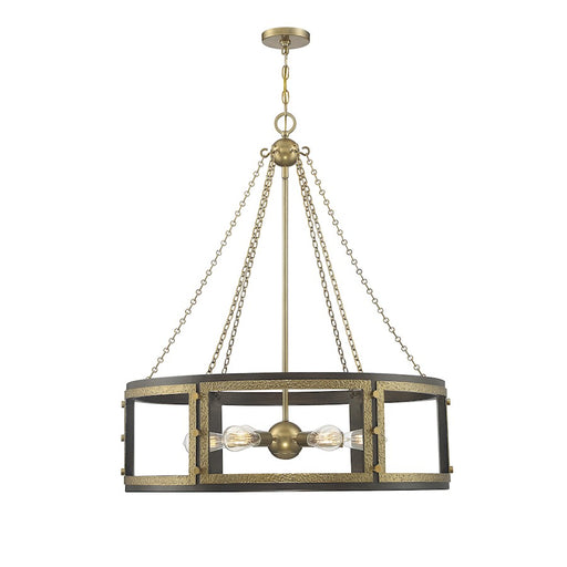 Savoy House Lakefield 6-Light Pendant, Burnished Brass/Walnut - 1-1491-6-170