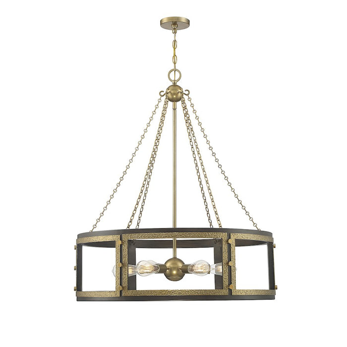 Savoy House Lakefield 6-Light Pendant, Burnished Brass/Walnut