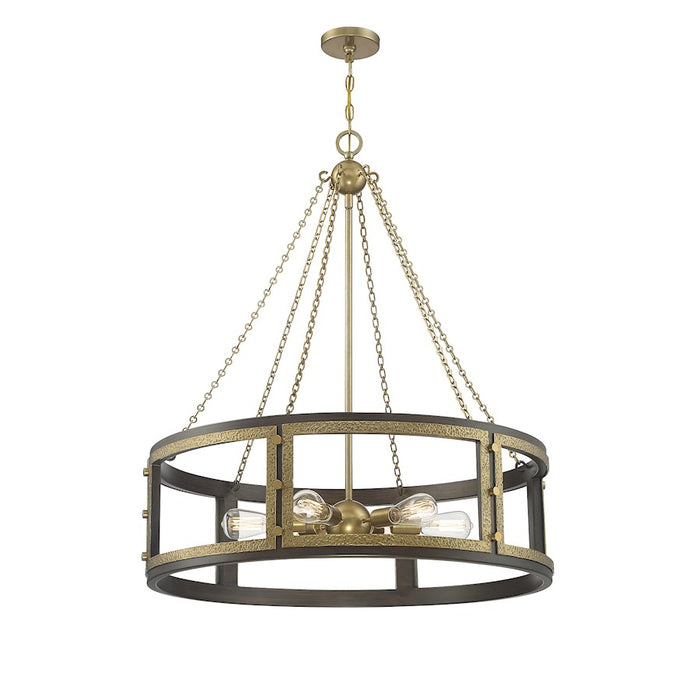 Savoy House Lakefield 6-Light Pendant, Burnished Brass/Walnut