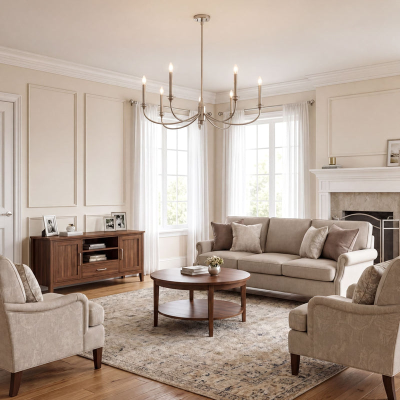 Savoy House Essentials Coventry 6 Lt Chandelier, Satin Nickel
