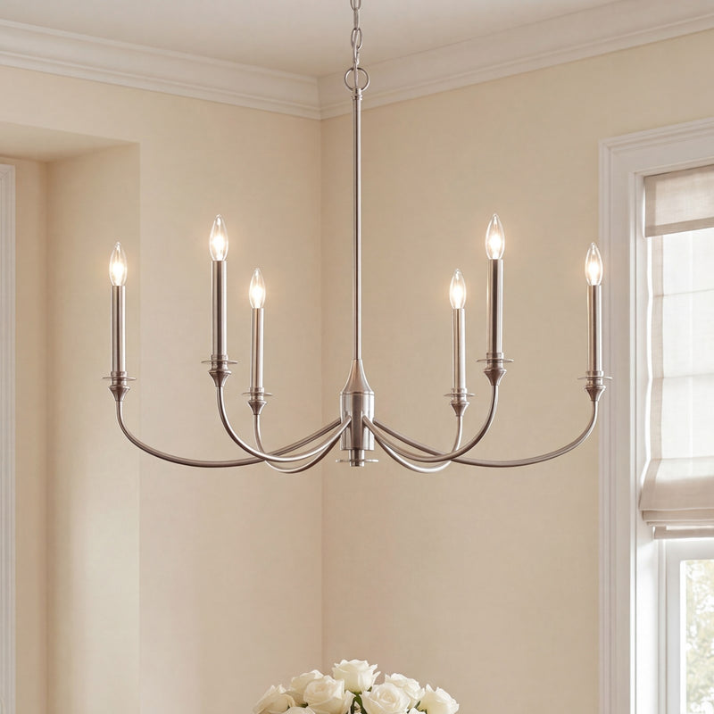 Savoy House Essentials Coventry 6 Lt Chandelier, Satin Nickel