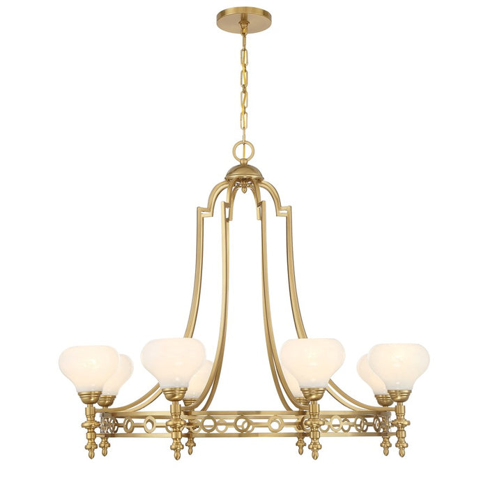 Savoy House Allston 8 Lt Chandelier, White Strie, Warm Brass - 1-1605-8-322
