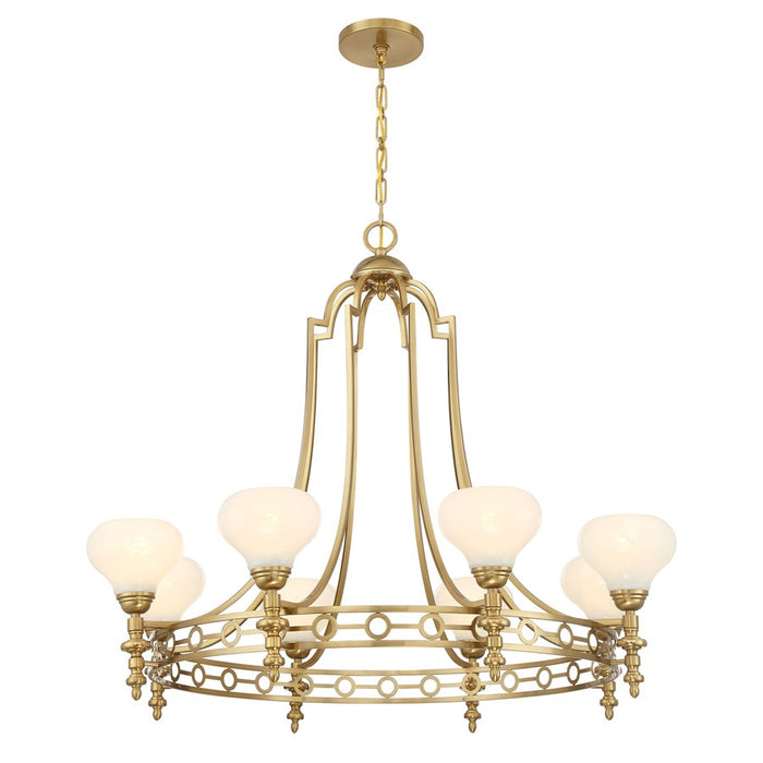 Savoy House Allston 8 Lt Chandelier, White Strie, Warm Brass