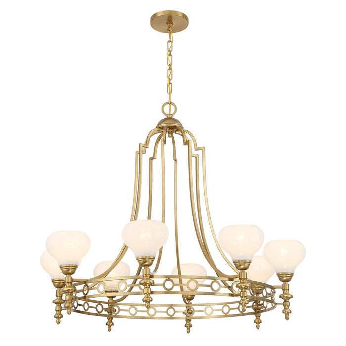 Savoy House Allston 8 Lt Chandelier, White Strie, Warm Brass