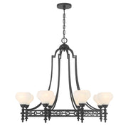 Savoy House Allston 8 Lt Chandelier, White Strie, Matte Black - 1-1605-8-89