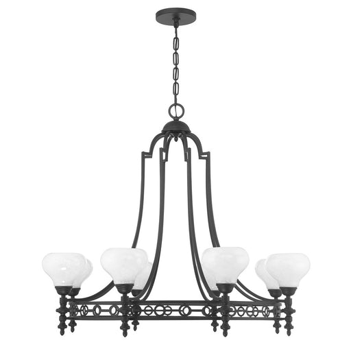 Savoy House Allston 8 Lt Chandelier, White Strie, Matte Black