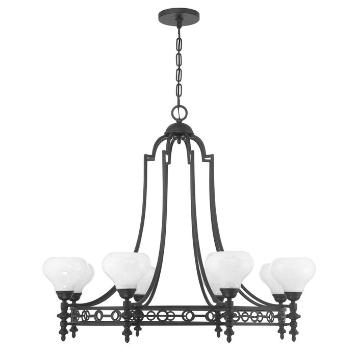Savoy House Allston 8 Lt Chandelier, White Strie, Matte Black