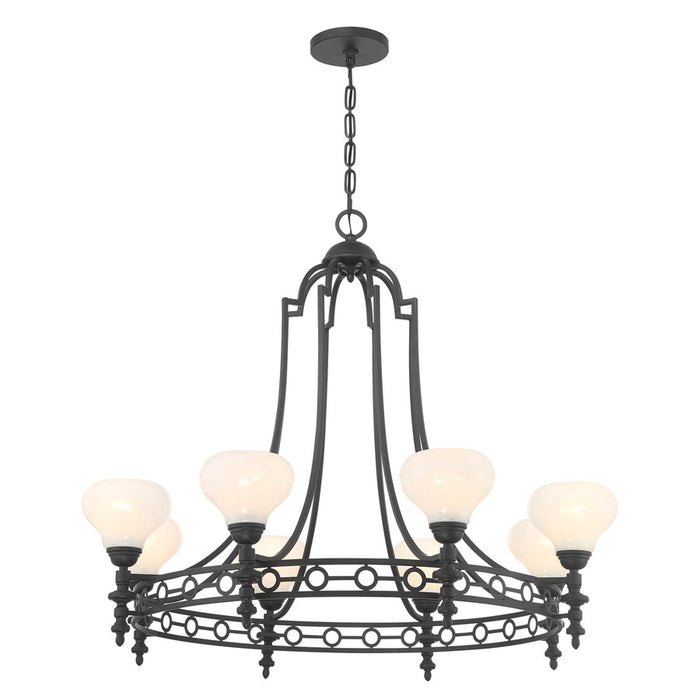 Savoy House Allston 8 Lt Chandelier, White Strie, Matte Black