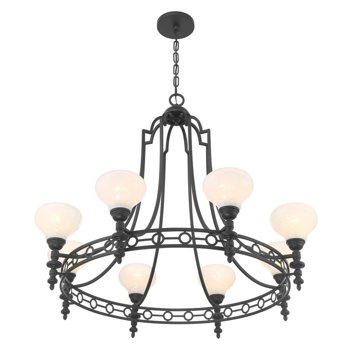 Savoy House Allston 8 Lt Chandelier, White Strie, Matte Black