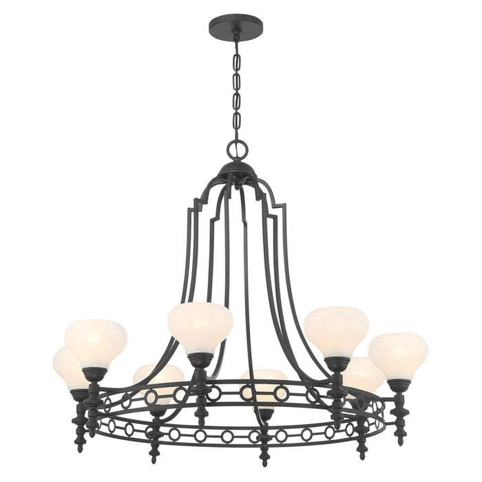 Savoy House Allston 8 Lt Chandelier, White Strie, Matte Black