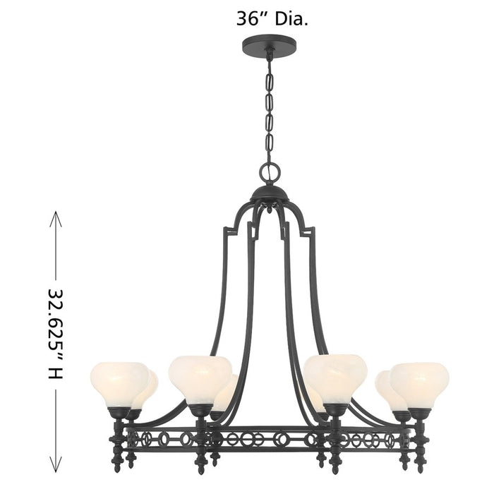 Savoy House Allston 8 Lt Chandelier, White Strie, Matte Black