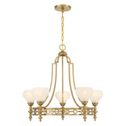 Savoy House Allston 5 Lt Chandelier, White Strie, Warm Brass - 1-1606-5-322