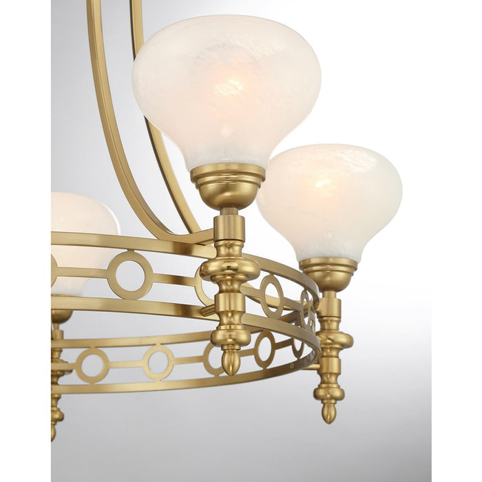 Savoy House Allston 5 Lt Chandelier, White Strie, Warm Brass