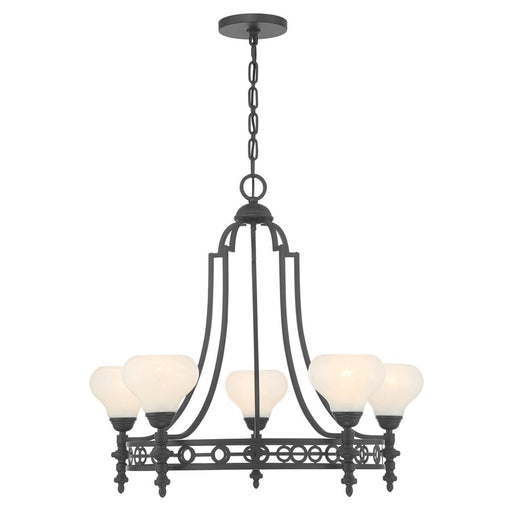 Savoy House Allston 5 Lt Chandelier, White Strie, Matte Black - 1-1606-5-89