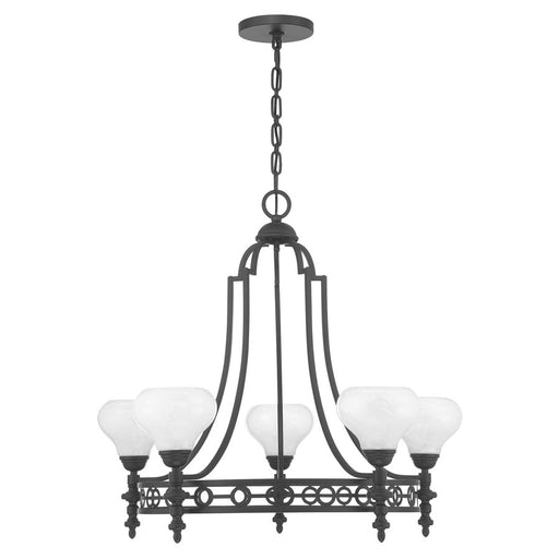 Savoy House Allston 5 Lt Chandelier, White Strie, Matte Black