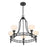 Savoy House Allston 5 Lt Chandelier, White Strie, Matte Black
