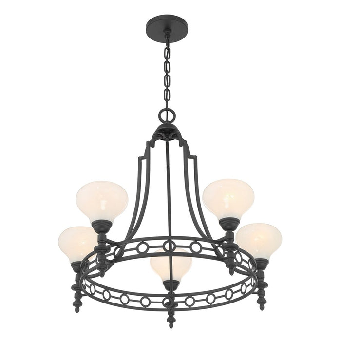 Savoy House Allston 5 Lt Chandelier, White Strie, Matte Black