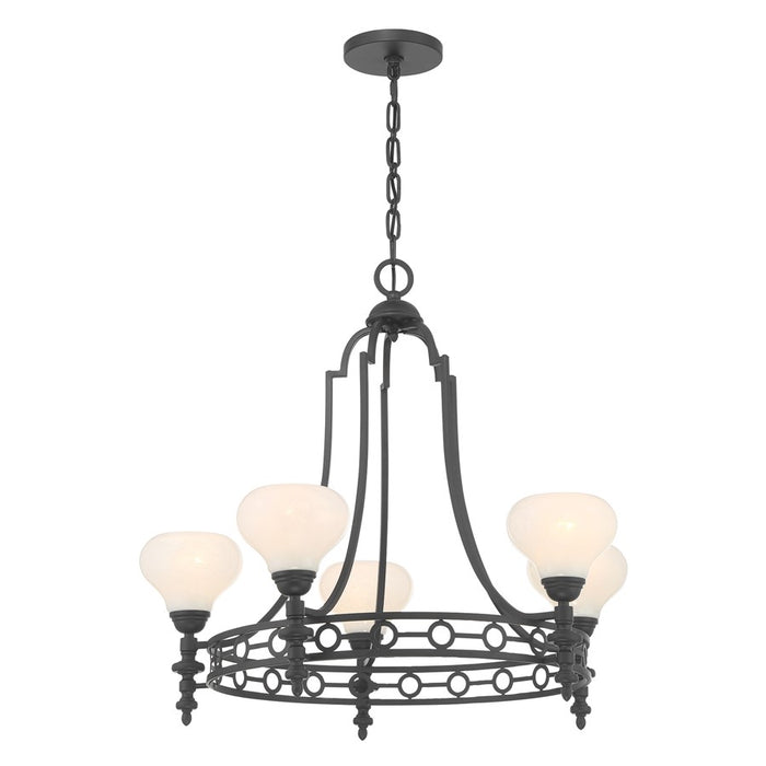 Savoy House Allston 5 Lt Chandelier, White Strie, Matte Black