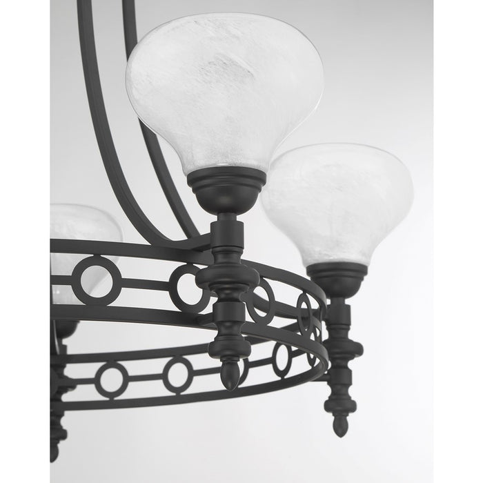 Savoy House Allston 5 Lt Chandelier, White Strie, Matte Black