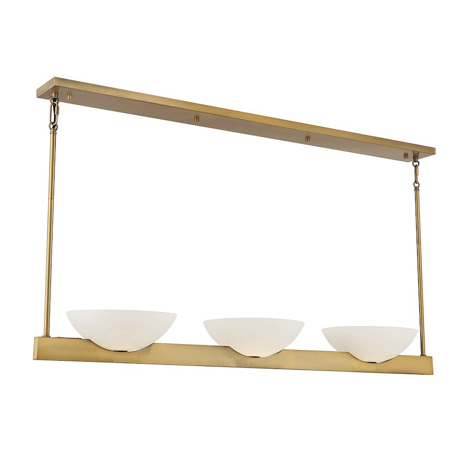 Savoy House Fallon 3-Light Linear Chandelier, Warm Brass - 1-1614-3-322