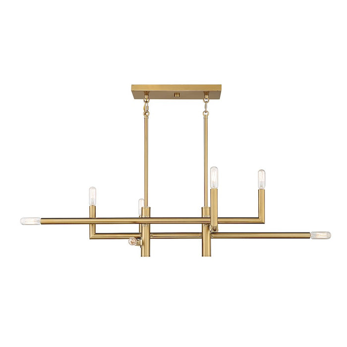 Savoy House Cristofer 8-Light Linear Chandelier, Warm Brass