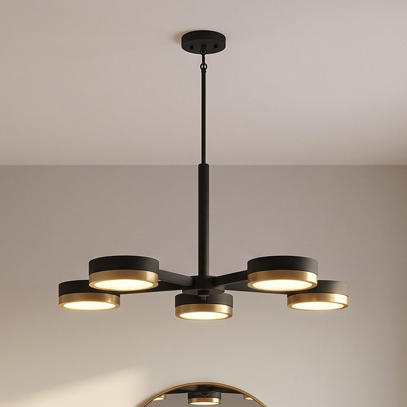 Savoy House Ashor 5 Light LED Chandelier, Black/Brass/Crystal