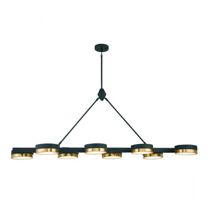 Savoy House Ashor 8Lt LED Linear Chandelier, Black/Brass