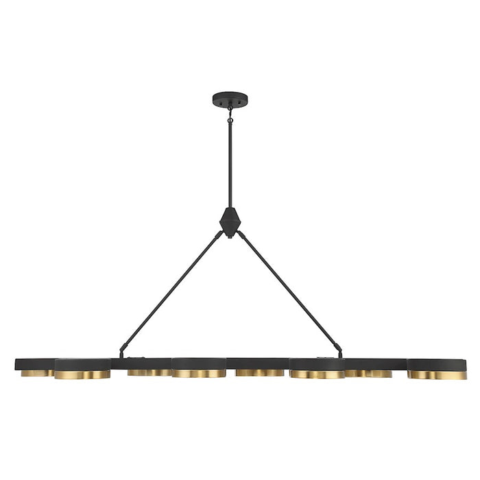 Savoy House Ashor 8Lt LED Linear Chandelier, Black/Brass