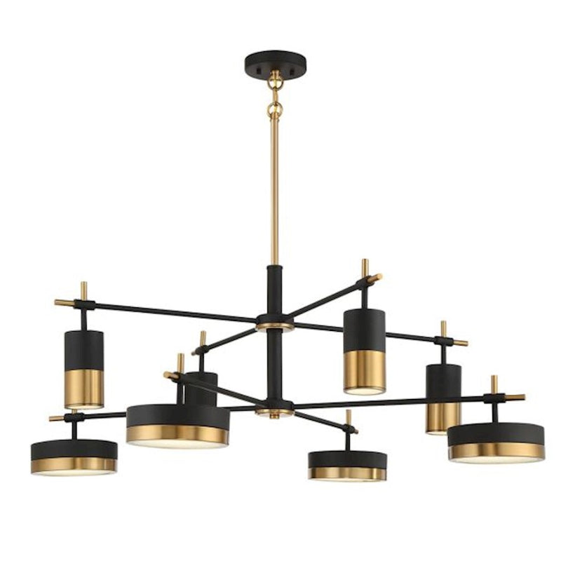 Savoy House Ashor 8Lt LED Chandelier, Black/Brass