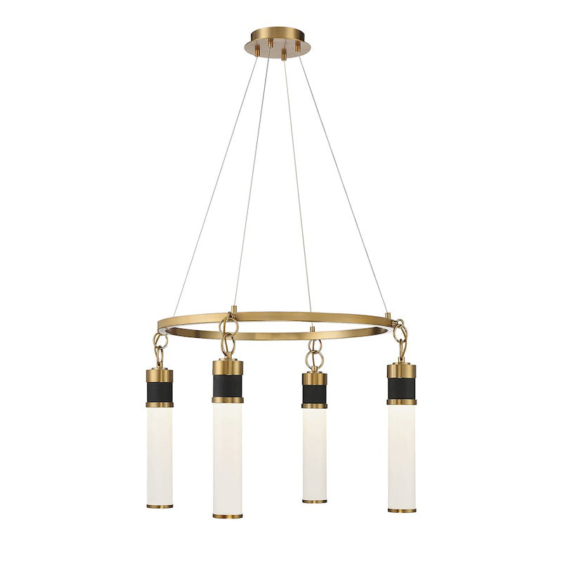 Savoy House Abel LED Chandelier, Black/Brass/White Opal