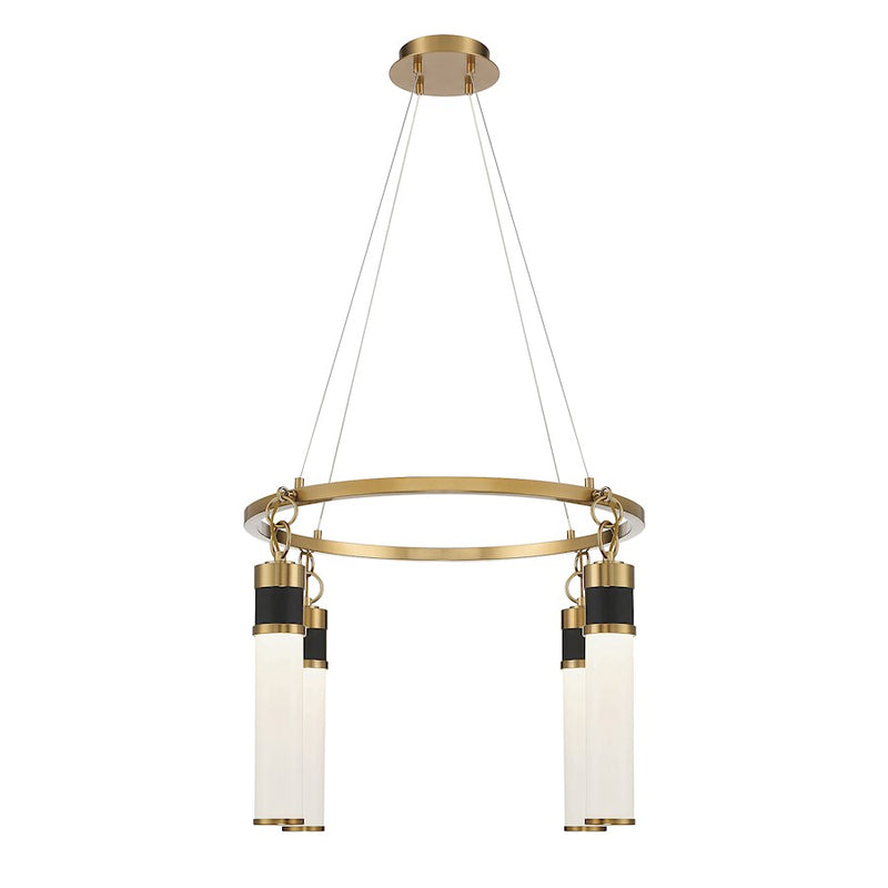 Savoy House Abel LED Chandelier, Black/Brass/White Opal
