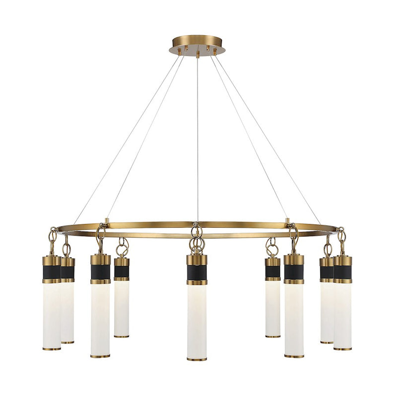 Savoy House Abel LED Chandelier, Black/Brass/White Opal