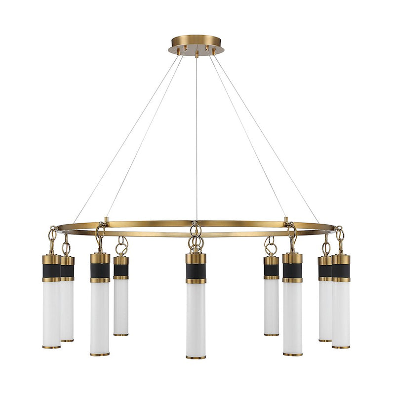 Savoy House Abel LED Chandelier, Black/Brass/White Opal