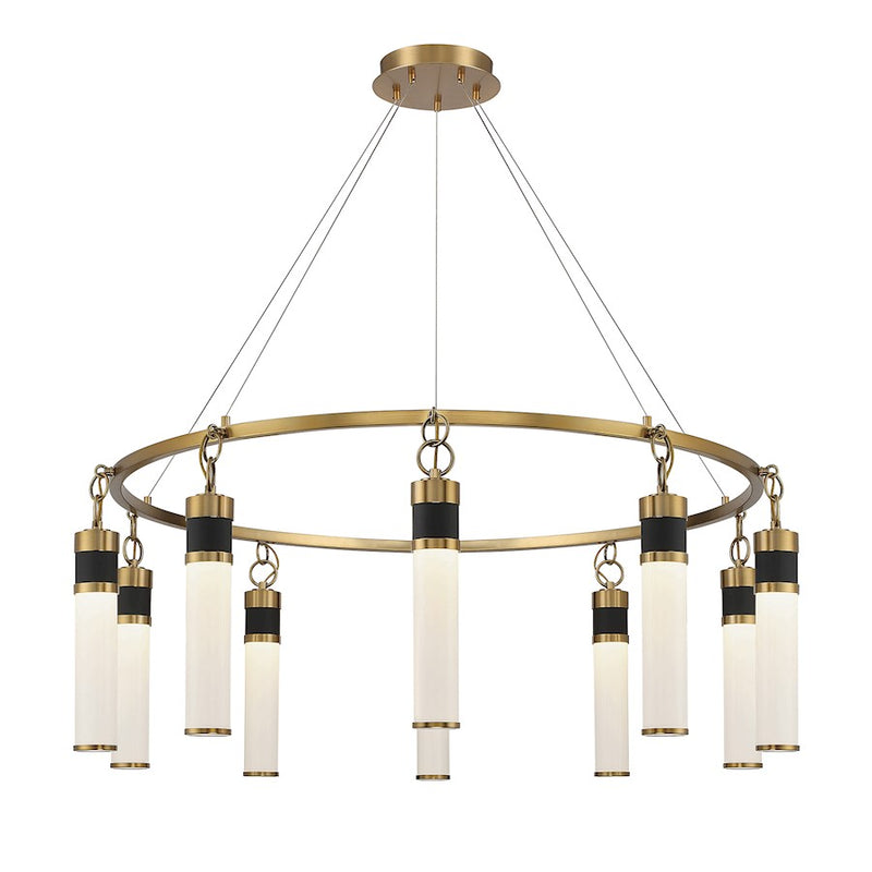Savoy House Abel LED Chandelier, Black/Brass/White Opal