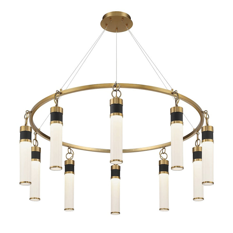Savoy House Abel LED Chandelier, Black/Brass/White Opal