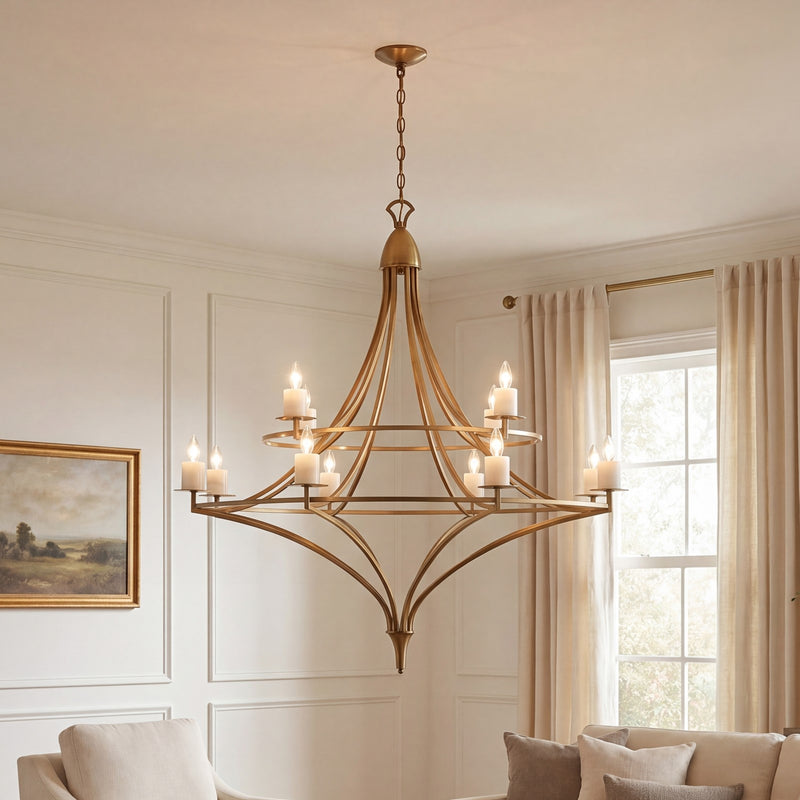 Savoy House Director 12-Light Chandelier, Warm Brass