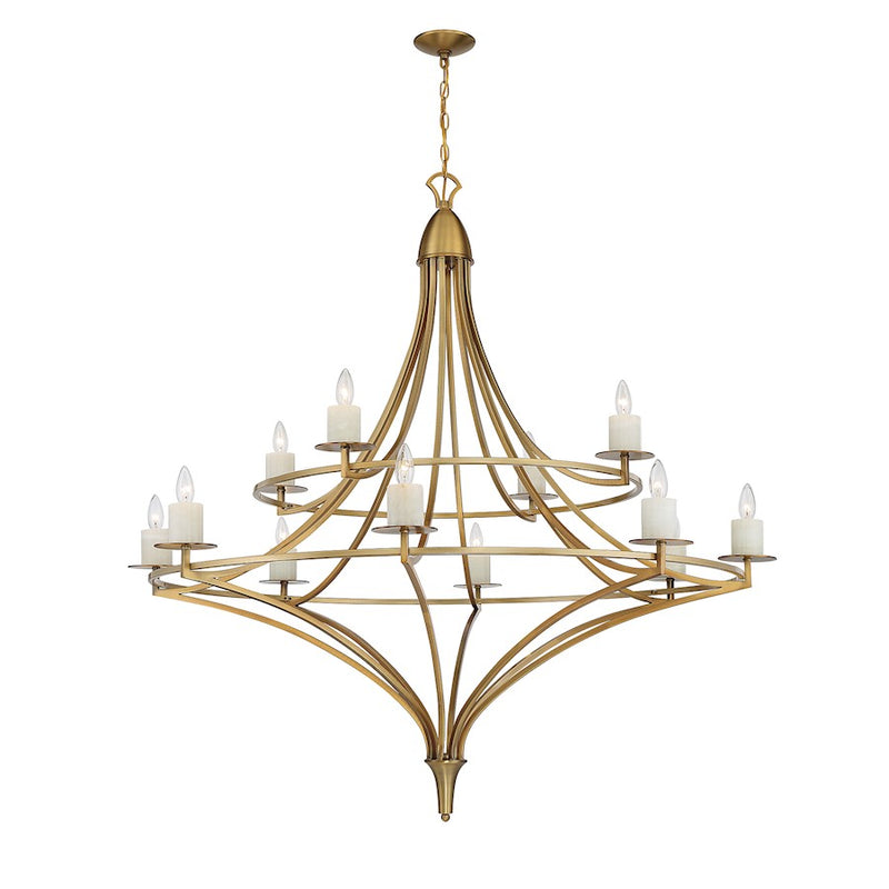 Savoy House Director 12-Light Chandelier, Warm Brass