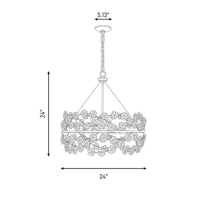 Savoy House Camille 5 Light Chandelier, Warm Brass/Clear Flowers